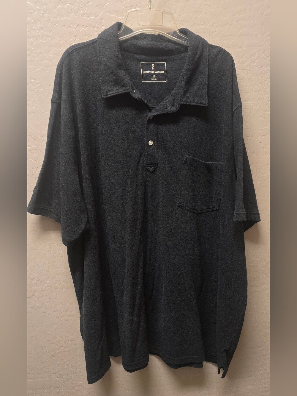 Mutual Weave Men’s Nig & Tall Gray Short-Sleeve Pocketed Polo Shirt, 4 XL